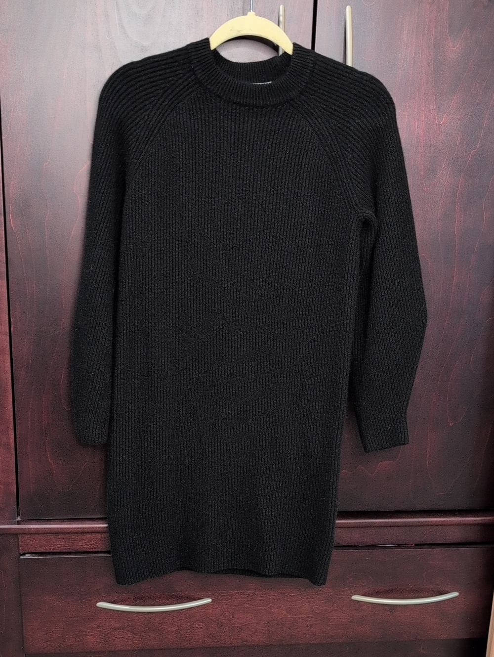 Baldwin Women's Black Ribbed Knit Sweater Dress L